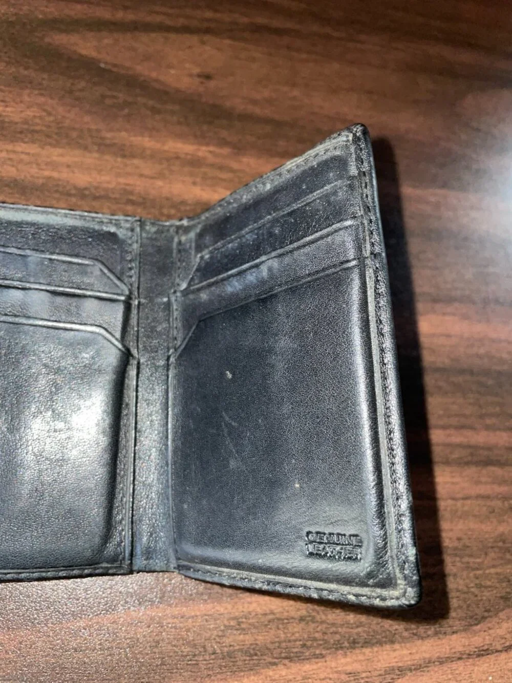 Fossil Black Genuine Leather Wallet — Multi Compartment Bifold Zip